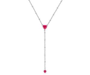Sagapo Collana Cravattino Donna Acciaio Cuore Rosso Zircone SDZLE01