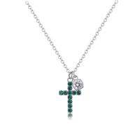 Collana Donna S'Agapõ Acciaio Girocollo Croce Verde SDZ64