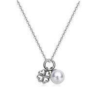 SAGAPO COLLANA DONNA CON PERLA E QUADRIFOGLIO IN ACCIAIO S'AGAPO SDY09 SAGAPO'