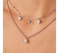 Sagapo Collana Donna Cuori Pendenti con Punto Luce Doppio Girocollo SAR58