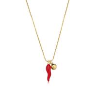 Collana Donna S'Agapõ Acciaio Oro Pendente Corno Rosso SFE08