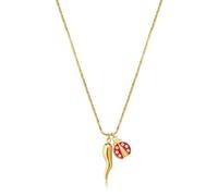 S'Agapõ Collana Donna in Acciaio e Cristalli con Simbolo Cornetto | Collezione Feelings - SFE09