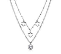 S'Agapõ Collana Donna in Acciaio e Cristalli con Simbolo Cuore | Collezione Aurora - SAR58