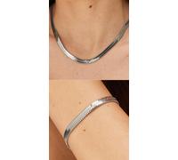 Sagapo Collana e Bracciale Donna Catena Snake Piatta In Acciaio SHK82 SHK97