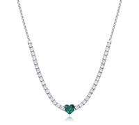 S'Agapõ Collana Girocollo Donna, Collana Donna in Acciaio e Zirconi con Simbolo Cuore | Collezione Dazzly - SDZ150