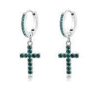 Sagapo Orecchini Croce Pendente Verde Donna Acciaio Regalo Compleanno SDZ111