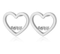 Sagapo Orecchini Cuore Con Scritta Love In Acciaio Sagapò SPE22 S'agapo