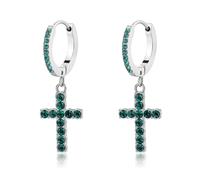 Sagapo Orecchini donna cerchio croce pendente acciaio e cristalli S'agapo Dazzly