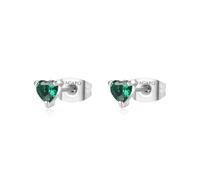 Orecchini Donna S'Agapõ Acciaio Lobo Cuore Smeraldo 4mm SDZ109