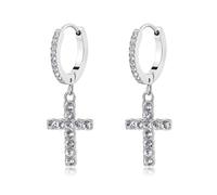 Sagapo Orecchini Cerchietto con Croce Pendente in Acciaio Sagapò SDZ110 S’agapo