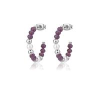 S'Agapõ Orecchini Donna, Orecchini a Cerchio in Acciaio e Perle/vetro Colorato | Collezione Glint - SGI21