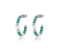 S'Agapõ Orecchini Donna, Orecchini a Cerchio in Acciaio e Perle/vetro Colorato | Collezione Glint - SGI22