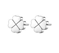 S'Agapõ Orecchini Donna, Orecchini a Lobo in Acciaio con Simbolo Quadrifoglio | Collezione Click - SCK64