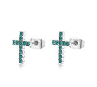 S'Agapõ Orecchini Donna, Orecchini a Lobo in Acciaio e Cristalli con Simbolo Croce | Collezione Dazzly - SDZ115