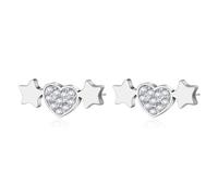 S'Agapõ Orecchini Donna, Orecchini a Lobo in Acciaio e Cristalli con Simbolo Cuore | Collezione Aurora - SAR30