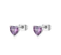 S'Agapõ Orecchini Donna, Orecchini a Lobo in Acciaio e Zirconi con Simbolo Cuore | Collezione Dazzly - SDZ96