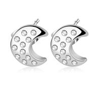 SAGAPO ORECCHINI LUNA DONNA IN ACCIAIO E CRISTALLI S'AGAPO SDY25 SAGAPO'