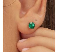 S'agapo Orecchini Punto Luce Verde Acciaio A Lobo Zircone 5mm SDZ91 Nuovi