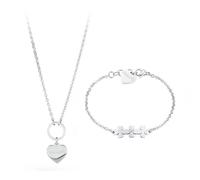 Sagapo Set Donna Collana Cuore SHAC1 e Bracciale Quadrifoglio SRI15 Acciaio