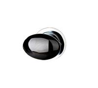 SagaSave 1 pomello per porta, rotondo, classico, a forma di uovo, in ceramica, per porte, armadietti, cassetti, porte, colore nero e argento