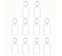 SagaSave 10 portachiavi con foto vuote, 7,6 x 5,6 cm, rettangolari, double face, trasparenti, portachiavi personalizzati per famiglia, amici, coppie