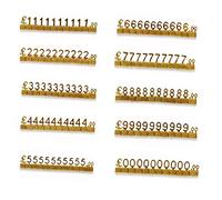 SagaSave 10 set di mini etichette 3D in metallo per prezzi, kit regolabile e rimovibile per supporto di etichette di prezzo per gioielli, orologi, anelli e articoli di lusso (oro/GBP)