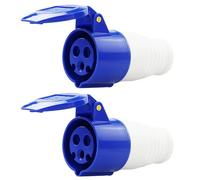 SagaSave 2 prese industriali a 3 pin, 16 A, IP44, impermeabile e antipolvere, struttura in ottone e rame, adatta per uso industriale, generazione di energia e uso esterno