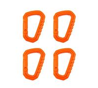 SagaSave 4 moschettoni di bloccaggio, portachiavi in plastica a forma di D, per sport all'aria aperta, escursionismo, arrampicata (arancione)