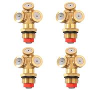 SagaSave 4 ugelli nebulizzatori a spruzzo, 3 fori, in ottone, ugello nebulizzatore da giardino, raccordo per irrigazione, connettore dell'acqua per giardini, serre, paesaggistica