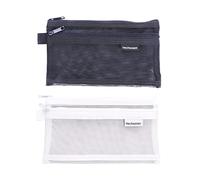 SagaSave Caso per matite, cracket da 20,5 cm per matite grandi case a doppie ragazze trasparenti grandi centri di cartoleria grande capacità per la borsa per il trucco (nero + bianco)