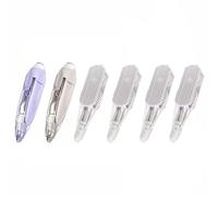 SagaSave Confezione da 2 correttori a nastro, 6 m x 5 mm, ricaricabile, retrattile, bianco, con 4 ricariche, rullo di correzione a forma di penna, per casa, scuola e ufficio (viola/grigio)