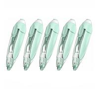 SagaSave Confezione da 5 correttori a nastro, 6 m x 5 mm, riutilizzabili, retrattili, colore bianco, a forma di penna, per casa, scuola, ufficio (verde)
