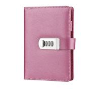 SagaSave Lock Journal with PU Leather Cover, A6 Lockable Refillable Binder Notebook with Pen Holder and Card Slots, Secret Diary Planner Notepad for School Business Girls [Rose Pink]