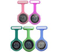 SagaSave Orologio da infermiera digitale, per donne e uomini, multi funzione, design di controllo delle infezioni, orologio da tasca in silicone con moschettone a clip per infermiere, 5 colori A