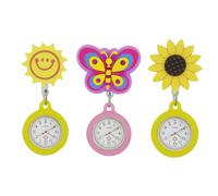 SagaSave Orologio da taschino per infermiere, girasole giallo, con spilla, da appendere al bavero, accessorio per paramedici, adatto per infermieri, medici, studenti, 1, A