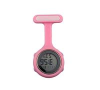 SagaSave Orologio digitale da infermiera, unisex, multifunzione, design con controllo delle infezioni, moschettone in silicone con clip a clip, orologio da infermiere, medici, paramedici, rosa,
