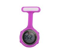 SagaSave Orologio digitale da infermiera, unisex, multifunzione, design con controllo delle infezioni, moschettone in silicone con clip a clip, orologio da infermiere, medici, paramedici, Viola,