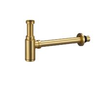 SagaSave - Sifone a bottiglia rotondo, sifone P in acciaio inossidabile per lavello da bagno, kit di tubo di scarico per lavello e lavabo (oro spazzolato)