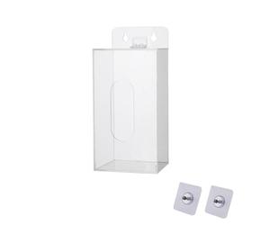 SagaSave Supporto per Maschera Viso, Contenitore in Acrilico per Maschera Viso Monouso e Guanti con Dispenser e Coperchio, Contenitore di Stoccaggio a Parete per Guanti, Copriscarpe, Retine per