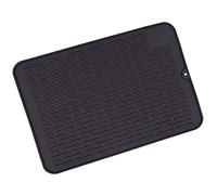 SagaSave Tappetino scolapiatti 40 cm x 30 cm, in silicone, antiscivolo, resistente al calore, per pentole calde, padelle, piatti, poggia cucchiaio, (nero)