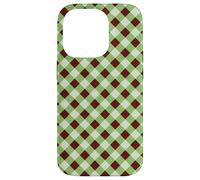 Sage Green and Brown Gingham Pattern Trendy Classic Plaid Custodia per iPhone 14 Pro