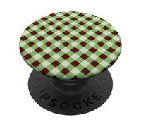 Sage Green and Brown Gingham Pattern Trendy Classic Plaid PopSockets PopGrip Adesivo