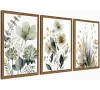 Sage Green Botanical Canvas Wall Art Set of 3, Boho Floral Posters Prints for Bedroom Bathroom Decorazione per soggiorno(50x75cmx3/Senza cornice)