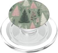 Sage Green Cute Pink Christmas Tree Holiday Christmas Themed PopSockets PopGrip per MagSafe