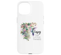 Sage Green Hummingbird Enjoy the Little Things Humming Bird Custodia per iPhone 15
