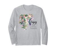 Sage Green Hummingbird Enjoy The Little Things Humming Bird Maglia a Manica