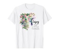 Sage Green Hummingbird Enjoy The Little Things Humming Bird Maglietta