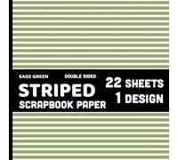 Sage Green Striped Scrapbook Paper: 22 Double Sided Decorative Lined Pattern Paper Sheets - 1 Design for Junk Journals, Collages, Card Making - 8.5" x 8.5"