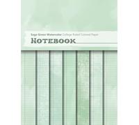 Sage Green Watercolor College Ruled Colored Paper Notebook: Blank Lined Journal With Colorful Painted Pages For Writing, Journaling, Scrapbooking, Note Taking, School