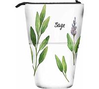 Sage Matita Telescopica Astuccio per Cancelleria Penne Scatola Portaoggetti con Chiusura a Cerniera per Donne Uomini Ragazzi Ragazze Floreale Pianta Foglia Germoglio Grano Botanica Erba Ramo L